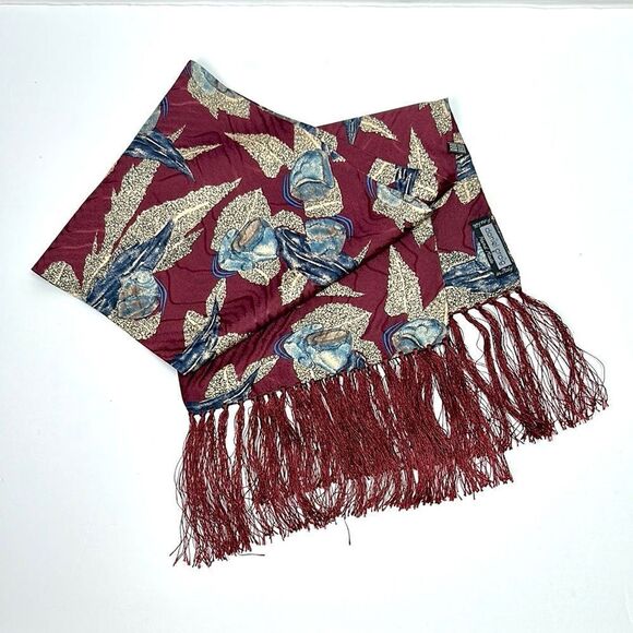 Daniel Craig Men’s Silk Doubled Scarf Fringe Burgundy Hand Made in Italy Rare - Picture 1 of 9